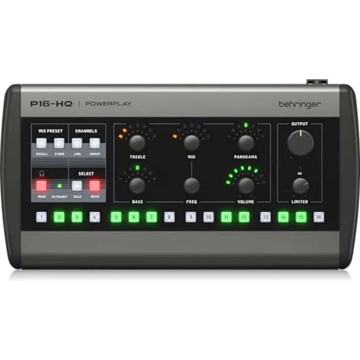Behringer P16-HQ, Personal Monitoring Mixer mit hochwertiger D/A-Wandlung und präziser Klangregelung, 16 Kanäle