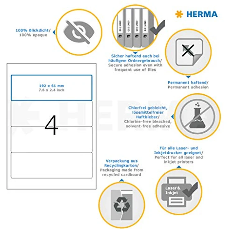 Herma Special 5095 Ordner-Etiketten 61 x 192 weiß – Bild 6