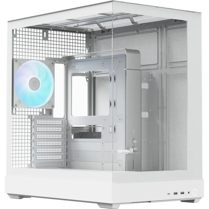 APNX V2-F-WT-v1, Tower-Gehäuse mit 3 x Tempered Glass, optimale Kühlung und flexibles Design in Weiß