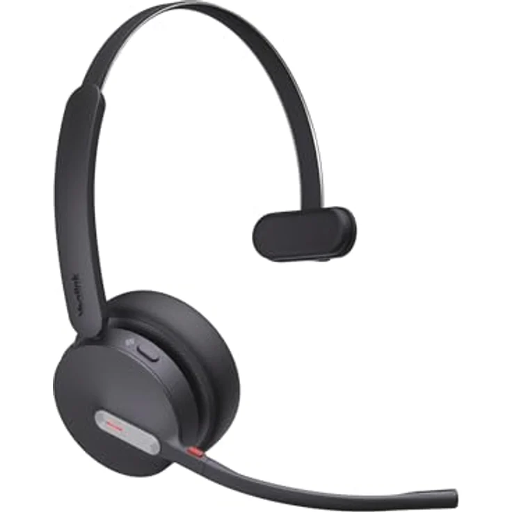 Yealink WH64 Hybrid Mono UC Headset inkl. Dongle - DECT und Bluetooth, Acoustic-Shield-Technologie, 26 Stunden Gesprächslaufzeit, Plug & Play, brillante Audioqualität und Tragekomfort - Schwarz – Bild 1