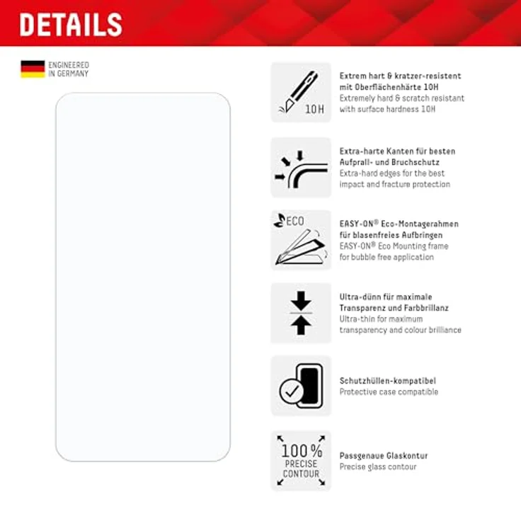 Displex Panzerglas 2D/ Clear (10H) für Samsung Galaxy S24, Eco-Montagerahmen, Tempered Glas, kratzer-resistente Schutzfolie, hüllenfreundlich – Bild 2
