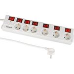 FeinTech Steckdosenleiste einzeln schaltbar mit USB, 6-Fach Mehrfachsteckdosenleiste mit Überspannungsschutz und 3 Steckdosen mit extra breitem Abstand, MD000652