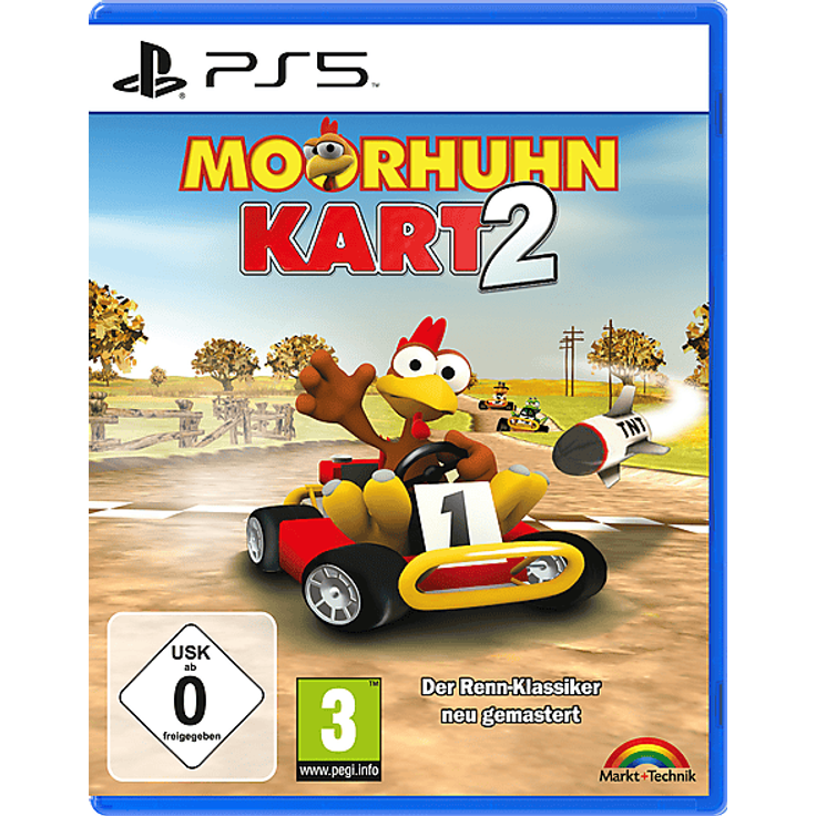 MARKT + TECHNIK Moorhuhn Kart 2 - PS5-Rennspiel mit 7 Fahrern, 8 Strecken und lokalem Multiplayer für 2-4 Spieler