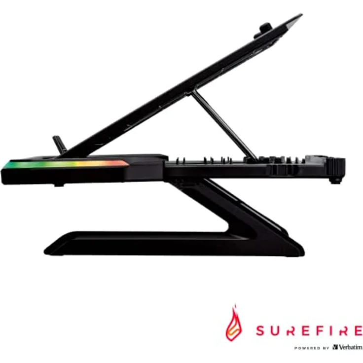 SureFire Portus X1 Gaming Laptop-Ständer, Notebook Stand höhenverstellbar mit RGB-Beleuchtung, Halterung für Laptops mit 10, 17,3 Zoll, Tablet Erhöhung mit Lüftung für den Schreibtisch – Bild 3