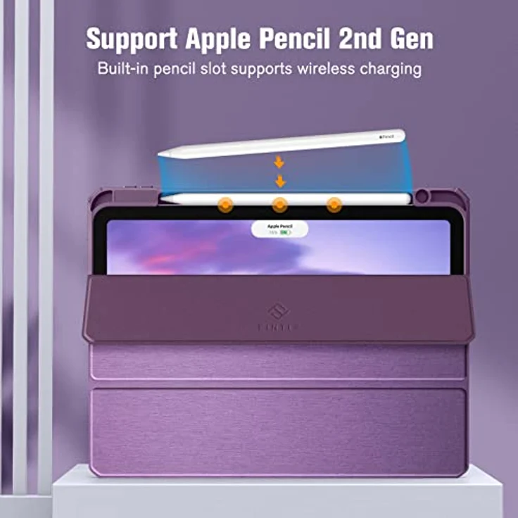 Fintie Hybrid Hülle für iPad Air 11 Zoll M3 2025/M2 2024, iPad Air 5/4 Gen (2022/2020) - Stoßfeste Schutzhülle mit transparenter Hartschale und Stifthalter, Dunkellila – Bild 4