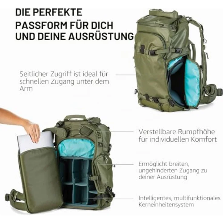 Shimoda Action X30 v2 Starter Kit, Fotorucksack mit modularer Core Unit, verstellbarer Rumpfhöhe und doppelten Laptop-Taschen, Gelb – Bild 5