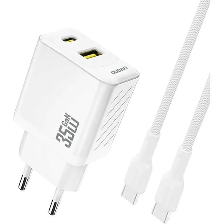 Dudao A27MaxCEU Ladegerät, USB-C & USB-A, 35W mit 1m Kabel, Weiß
