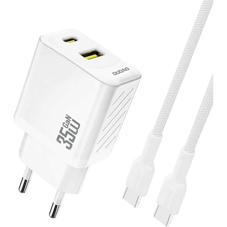 Dudao A27MaxCEU Ladegerät, USB-C & USB-A, 35W mit 1m Kabel, Weiß