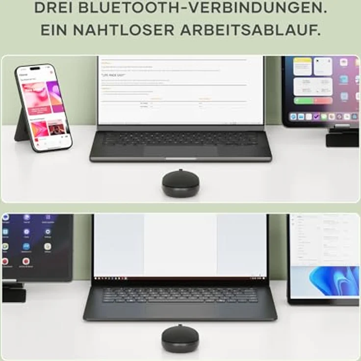 Satechi OntheGo Bluetooth Wireless Mouse, kabellose Maus mit modernem Design, Schwarz, Multi-Device-Unterstützung bis zu 3 Geräten, einstellbare DPI von 800 bis 2400, USB-C-Ladeanschluss – Bild 3