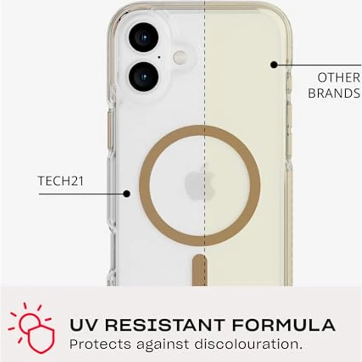 Evo Tech21 EvoCrystal Cover für iPhone 16 Plus, MagSafe-kompatibel, Fallschutz bis 4,9 m, transparent-gold – Bild 5
