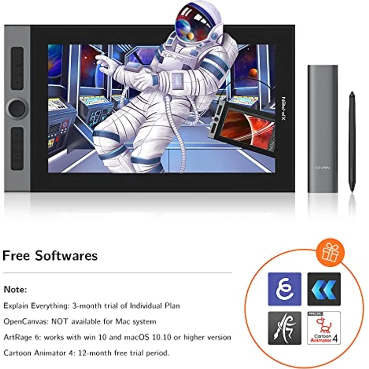 XP-PEN Artist Pro 16 Grafiktablett 15,4” 133% sRGB volllaminiertes Pen Display batterieloser Stift mit X3 Smart-Chip kompatibel mit Windows/Mac/Linux – Bild 2