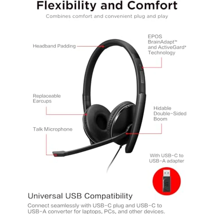 Lenovo 4XD1M39029 Kopfhörer mit aktiver Geräuschunterdrückung, On-Ear, kabelgebunden, USB Typ-C, schwarz – Bild 6