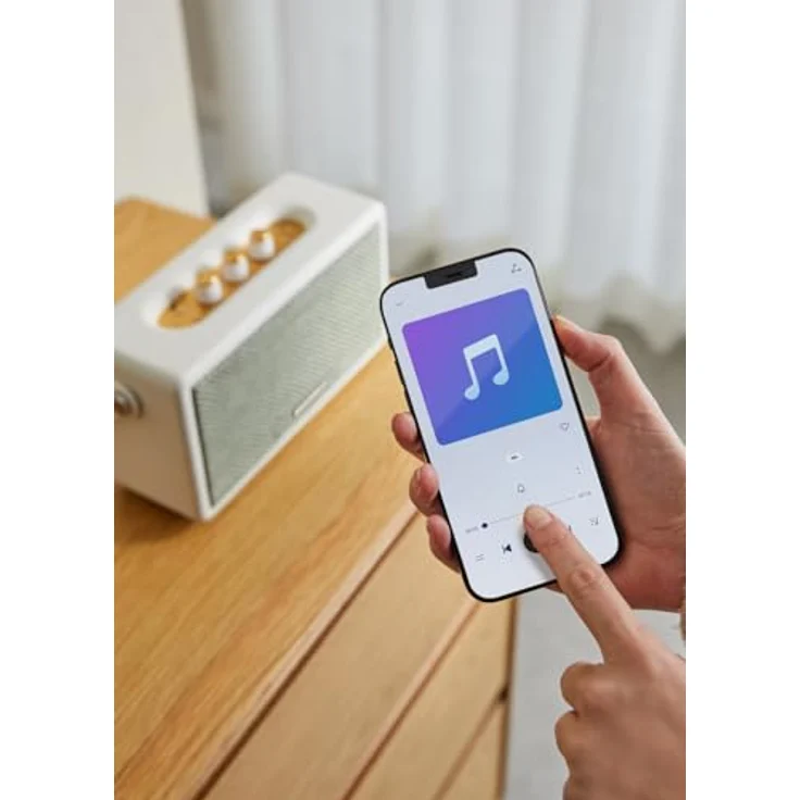CREATE Retro Lautsprecher, tragbarer Bluetooth-Speaker in Cremeweiß, 40W, bis zu 5 Stunden Akkulaufzeit, USB-AUX-Anschluss, mit Trageschlaufe – Bild 3