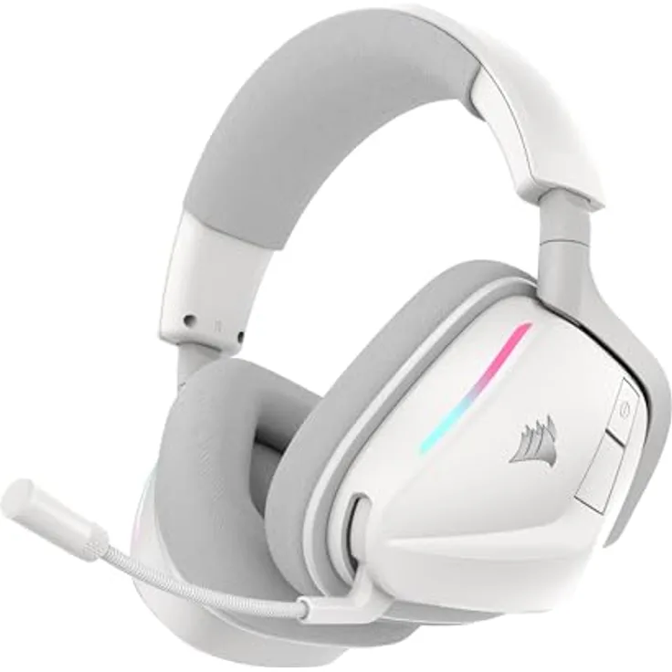 Corsair Void v2, Drahtloses Gaming-Headset mit Bluetooth, Dolby Atmos, 70 Stunden Akkulaufzeit, Duale Wireless, Weiß