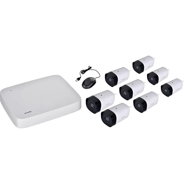 Tenda ZESTAWY DO MONITORINGU 8-KAMER TENDA K8P-4TR (2560 x 1440 Pixels), Netzwerkkamera, Weiss - Überwachungsset 8 Kanäle mit 4 MP Auflösung, POE und HDMI/VGA-Ausgang