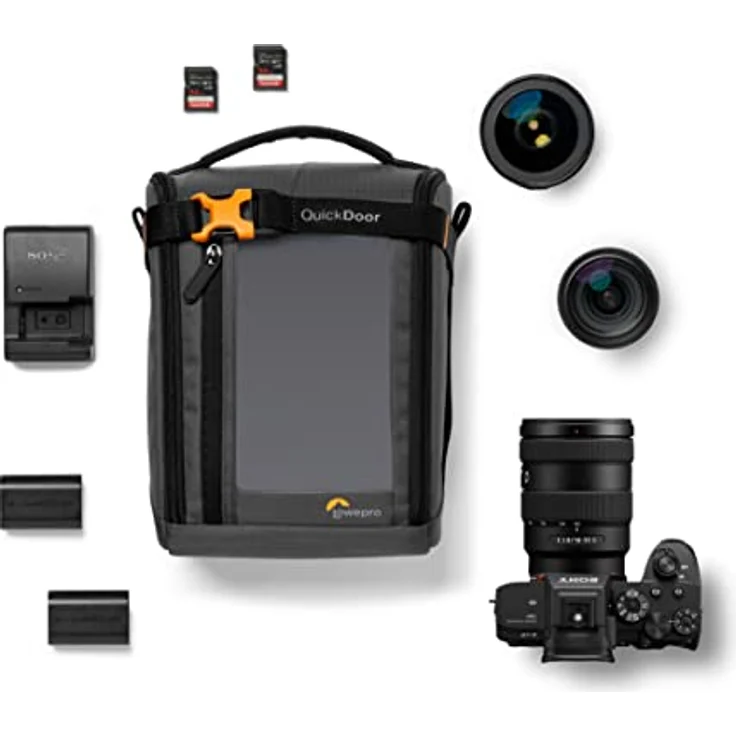 Lowepro GearUp Creator Box Large II, Tasche für Spiegellose und DSLR-Kameras, Kameratasche mit QuickDoor-Zugang, Hergestellt aus Recyclingmaterial, Orange Gepolsterte Innenfächer, Grau – Bild 3
