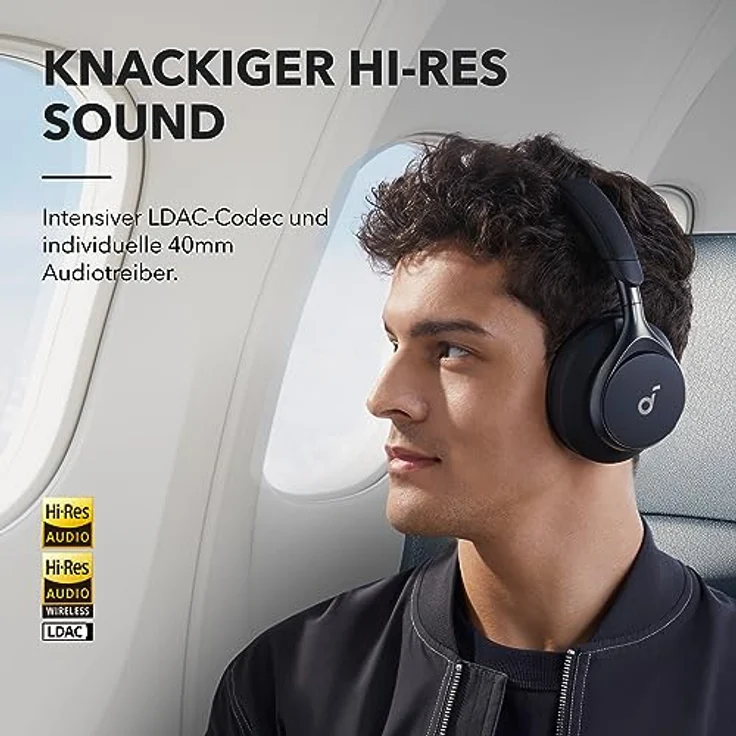 Soundcore Space One Kabellose Over-Ear Bluetooth Kopfhörer, Aktives Noise Cancelling, 2X stärkere Stimmunterdrückung, 40h Wiedergabe, App, Hi-Res Audio, Bluetooth 5.3 (Nachtschwarz) – Bild 4