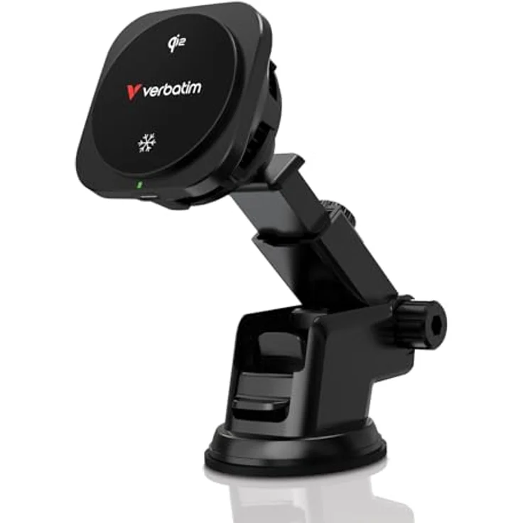 Verbatim Magnetic Wireless Car Charger, Qi2 Schnellladung bis zu 15W mit Ice-Kühlsystem und flexibler Montage – Bild 1