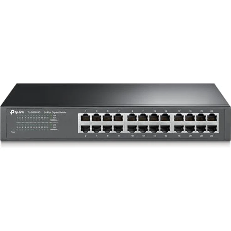 TP-Link TL-SG1024D 24 Port Gigabit Netzwerk Switch, Rackmount, 48 Gbit/s Switching-Kapazität, 24 RJ-45 Ports, Metallgehäuse, IGMP-Snooping, unmanaged, Plug-and-Play, schwarz – Bild 2
