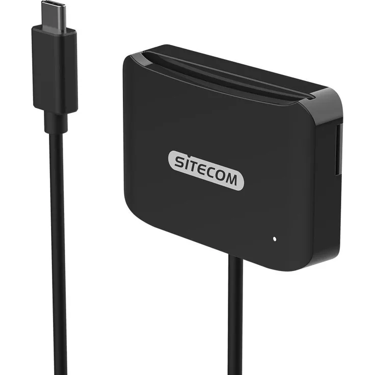 Sitecom MD-1002 USB-C ID Kartenleser, Speicherkartenlesegerät mit USB-C 3.2 Gen 1, Schwarz