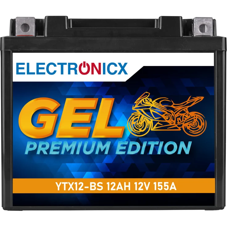 Electronicx Extreme Edition GEL Motorradbatterie 12Ah 12V, wartungsfrei, auslaufsicher, rüttelfest für Motorrad, Roller und Quad