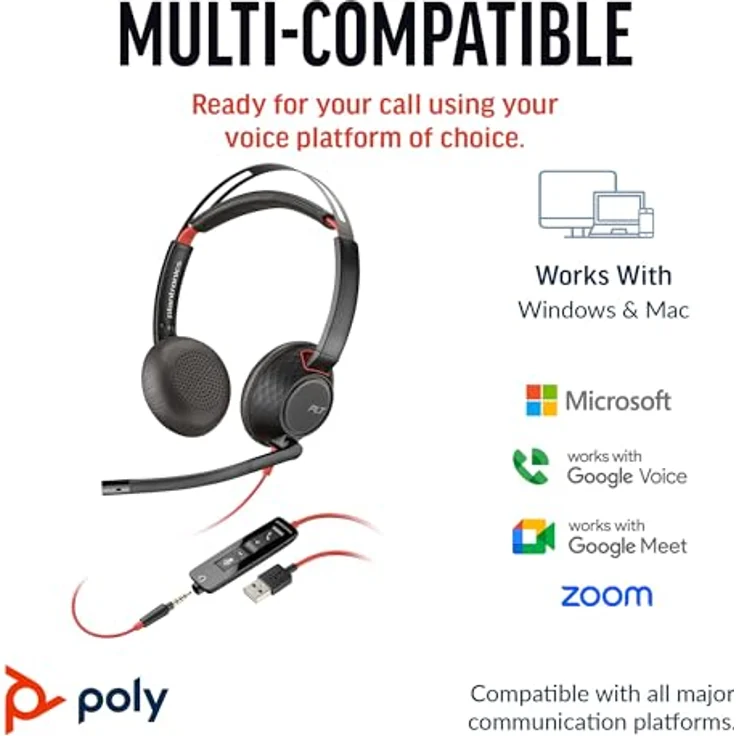 Plantronics Poly Blackwire 5220 Stereo-USB-C-Headset, Noise Cancelling Mikrofon, ergonomisches Design – Bild 5