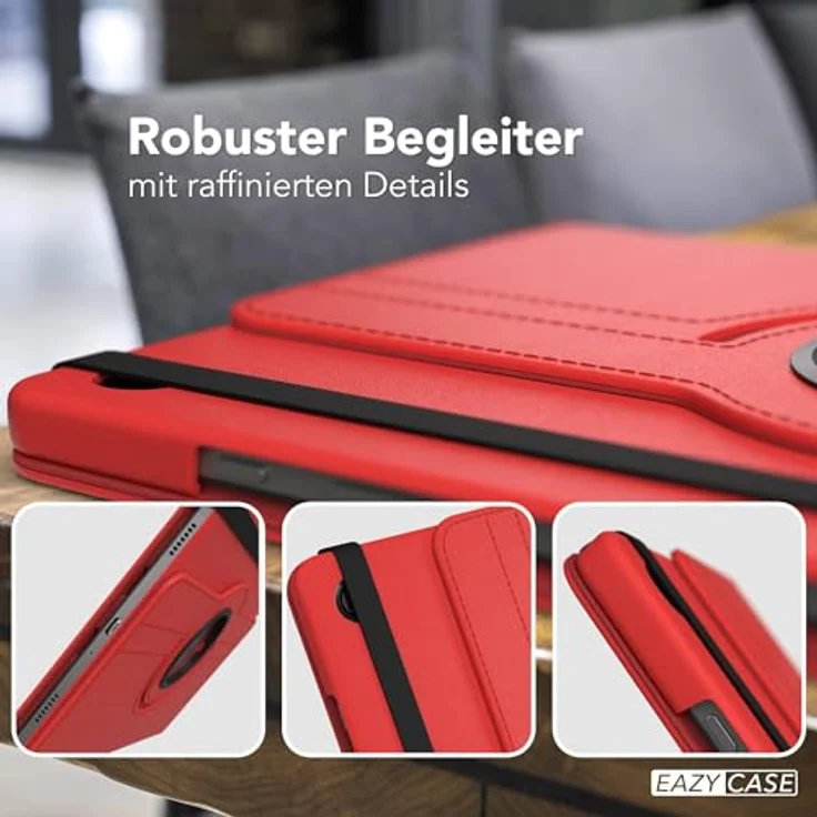 EAZY CASE Tablet Hülle für Samsung Galaxy Tab A11 Plus, 11 Zoll Schutzhülle mit 360° Drehfunktion, Klapphülle mit Standfunktion, Kunstleder, Rot – Bild 4