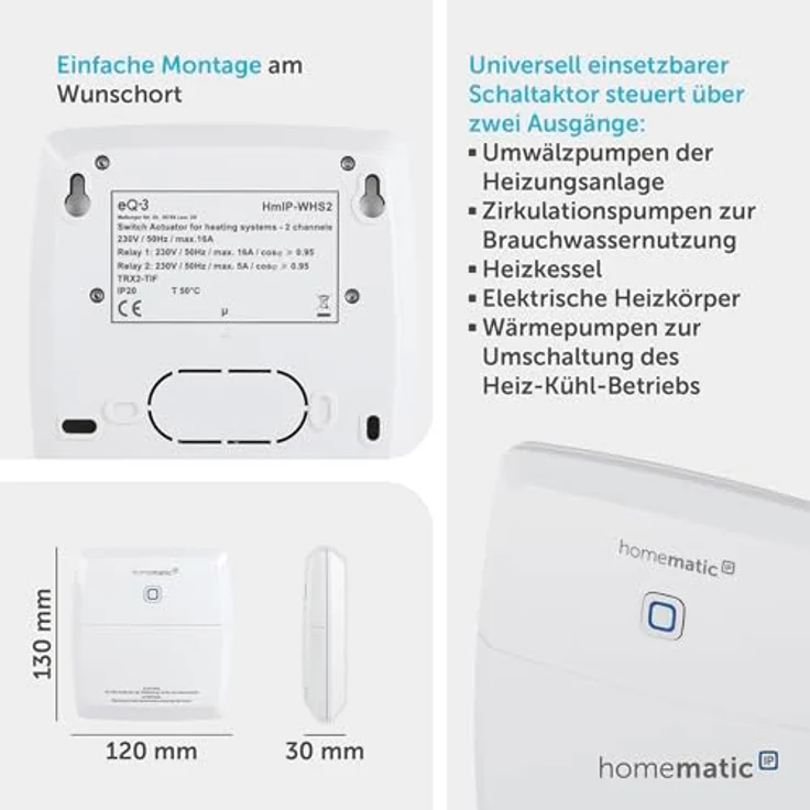Homematic IP Schaltaktor für Heizungsanlagen – 2-fach (HmIP-WHS2) – Bild 4