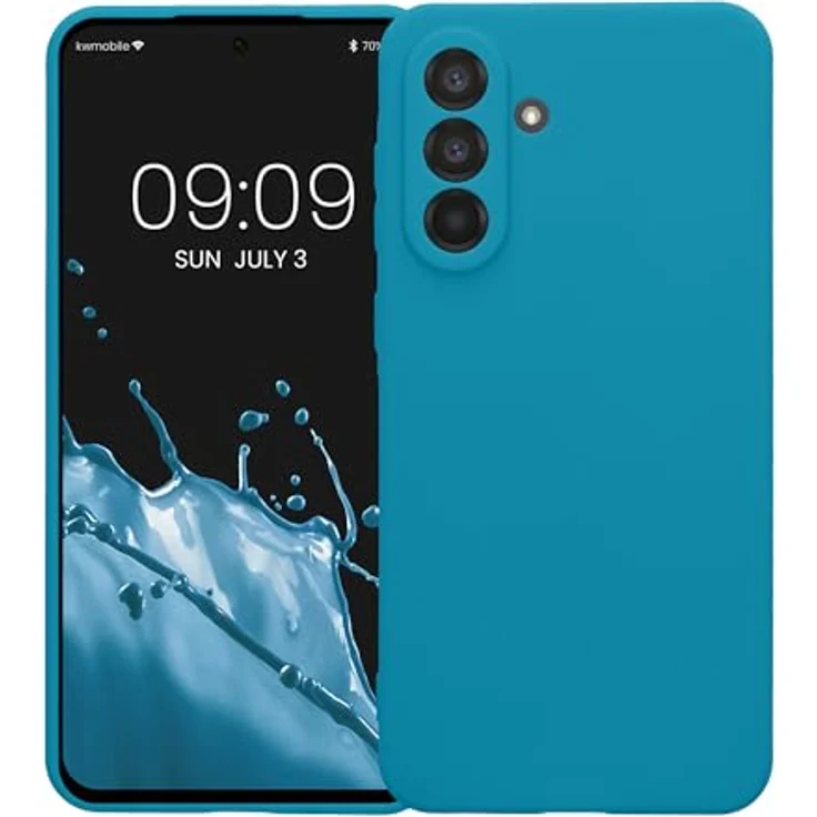 kwmobile Handyhülle für Samsung Galaxy A56 5G, weiche Silikonhülle in Karibikblau, rutschfest und reißfest, präzise Ausschnitte für Kamera und Anschlüsse – Bild 5