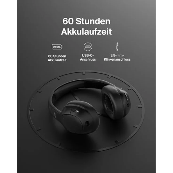 Belkin SoundForm Isolate Noise Cancelling Kopfhörer kabellos Bluetooth Kopfhörer, Headset mit Mikrofon, Over-Ear-Kopfhörer mit 60 Stunden Wiedergabe, tiefer Bass, CloudCushion Hörmuscheln – Schwarz – Bild 5