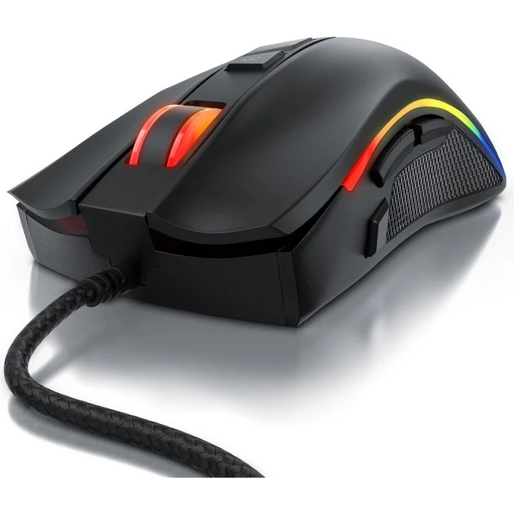 Titanwolf Gaming-Maus WING (schwarz, kabelgebunden, 1000 dpi, 2 austauschbaren Seitenteilen, 12 Benutzerprofile / 5000 dpi)