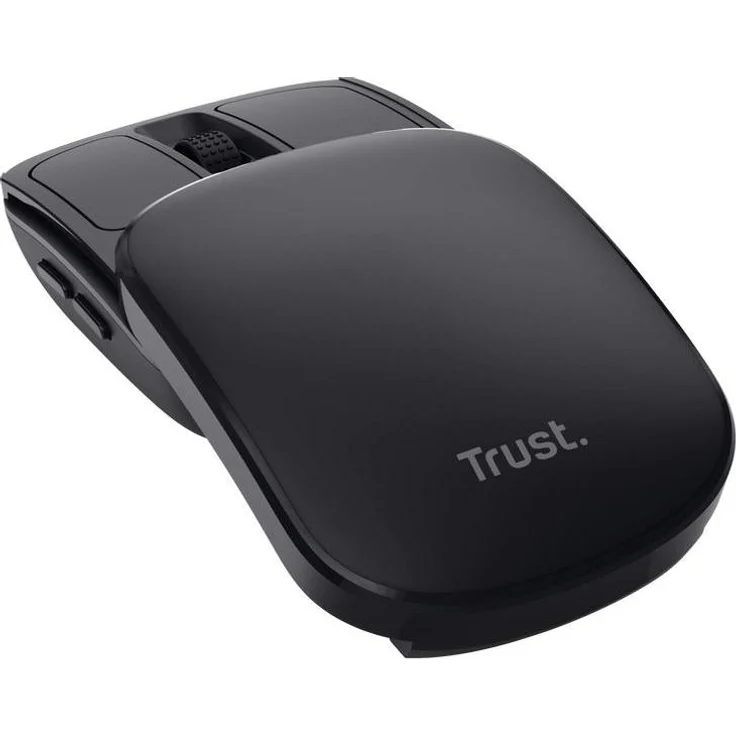 Trust ZYLO Pocket Wireless Mouse, kabellose faltbare Maus im Taschenformat, Schwarz mit USB-C-Empfänger und bis zu 5 Monate Akkulaufzeit – Bild 1