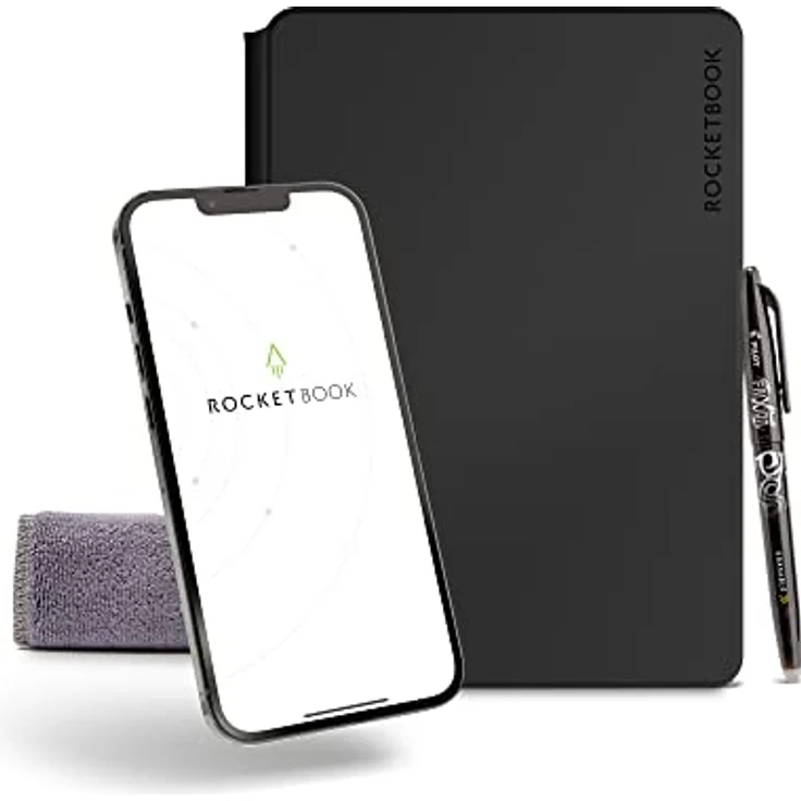 Rocketbook PRO 2.0 Wiederverwendbares Digitales Notizbuch A4 Schwarz Elektronischer Notizblock mit 20 Blatt Liniert und mit Punktraster, Hardcover Veganes Leder mit inkl. Pilot Frixion Stift – Bild 1