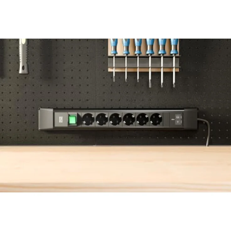 Bachmann CONNECTUS 6xCEE7/3 Steckdosenleiste mit 1xSchalter und 1xUSB C/C 65W, Kabellänge 2m, Schwarz – Bild 2