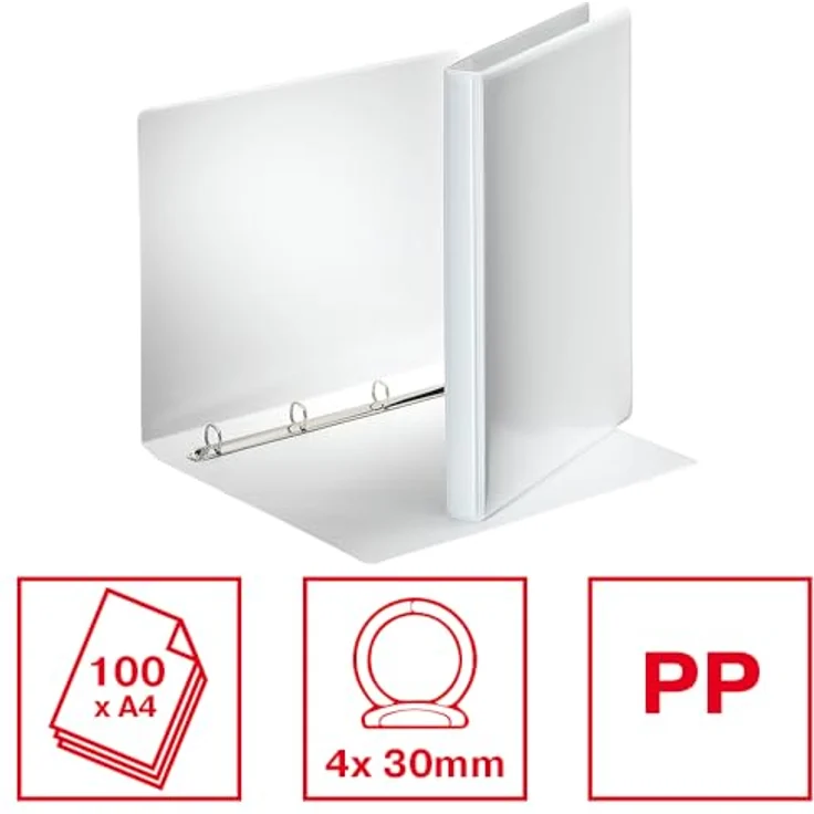 ESSELTE Präsentationsordner, Ringbuch A4 mit 4-Ring-Reißmechanik, weiss – Bild 3