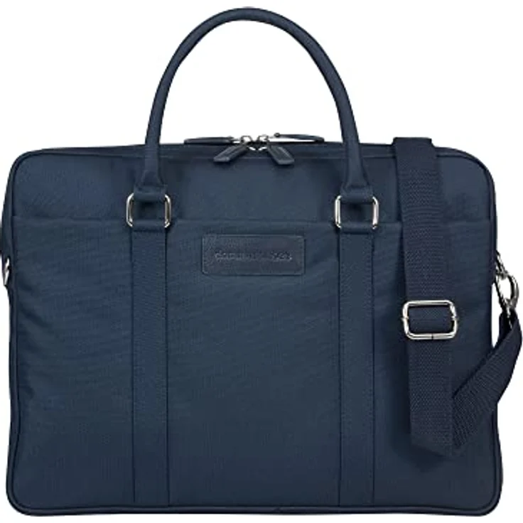 dbramante1928 Ginza - 16" Duo Pocket Laptop Bag Recycled - Handgefertigt aus recyceltem Material, blau, mit zwei Hauptfächern und abnehmbarem Schultergurt – Bild 1