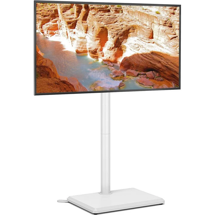 TVON TV-Ständer für 32-55 Zoll Fernseher, höhenverstellbar und schwenkbar, Max. VESA 400x400 mm, Tragfähigkeit 40 kg, Weiß/Schwarz