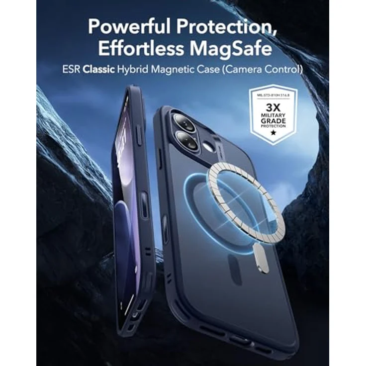 ESR Classic Hybrid HaloLock Case für Apple iPhone 17, MagSafe-kompatibel, frosted Blau (Transparent), Militärschutz mit Kamerasteuerung 1A86100401 – Bild 2