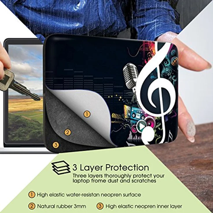 Sidorenko Tablet PC Tasche für 10-10.1 Zoll - Universal Tablet Schutzhülle - Hülle Sleeve Case Etui aus Neopren, Schwarz – Bild 3