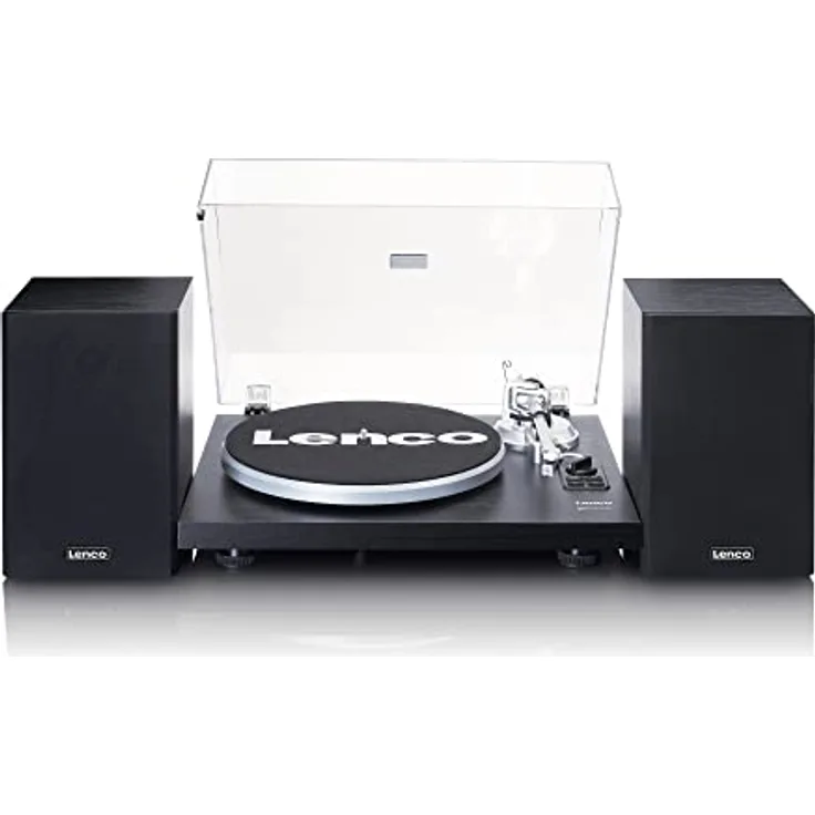 Lenco LS-500 - Hi-Fi Plattenspieler mit Bluetooth - Mit externen Lautsprechern 2 x 30 W RMS - Riemenantrieb - Vorverstärker - MDF-Gehäuse - Schwarz