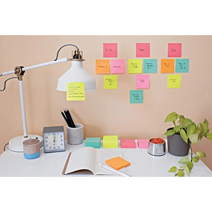 Post-it Super Sticky Haftnotizblock 622-12SS-COS, Haftnotiz Super Sticky Notes Miami Collection, 476 x 476 mm, 12x 90 Blatt, türkis, neongrün, neonpink – Bild 14