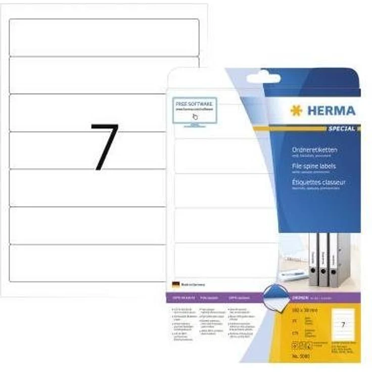 HERMA Aktenordner Ordnerrückenetikett Special Format des Schildes: schmal/kurz Maße: 38 x 192 mm (B x H), weiß – Bild 1