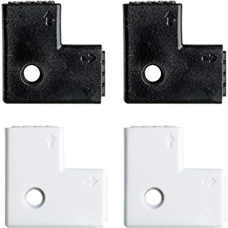 Paulmann 70599 YourLED 90°-Eck-Verbinder für LED Strip 4er Pack Stripe Zubehör Weiß Schwarz Kunststoff 2x Weiß 2x Schwarz inklusive 4fach Pin – Bild 1