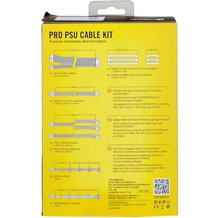 Corsair Premium Sleeved Netzteil Pro-Kabel-Set Typ4 (Generation 4-Serie) Schwarz - Preisvergleich – Bild 2