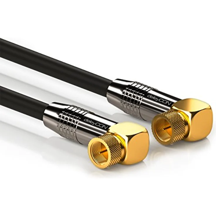 deleyCON 1m SAT Antennenkabel PREMIUM HDTV Satellitenkabel gewinkelt Koaxialkabel - F-Stecker (90° Grad) zu F-Stecker (90° Grad) - Schwarz - METALL vergoldet – Bild 3