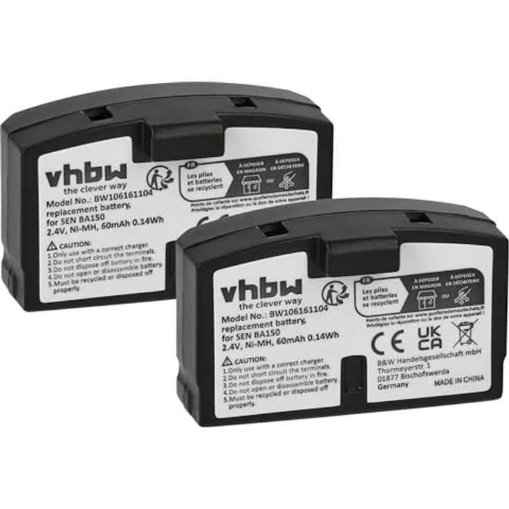 vhbw 2X Akku kompatibel mit Sennheiser HDR 85, HDR 80, RI 300, HDR 8-9, HDR 8, HDR 6-9 Wireless Headset Kopfhörer, NiMH Akku mit 60 mAh, 2,4 V – Bild 1