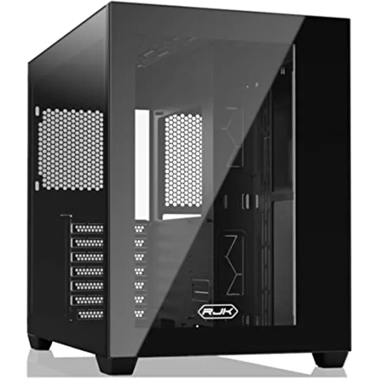 RAIJINTEK Paean C7 Schwarz, ATX PC-Gehäuse, Doppelkammer-Design, Seitenwand aus gehärtetem Glas, Front-I/O-USB-Typ-C-Anschluss, unterstützt 360 mm Heizkörper, schwarz (0R20B00222)