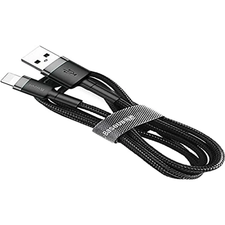 Baseus Cafule Kabel USB / Lightning, strapazierfähiges Nylonkabel mit 2,4A, 0,5m, schwarz-grau, Quick Charge 3.0 – Bild 2