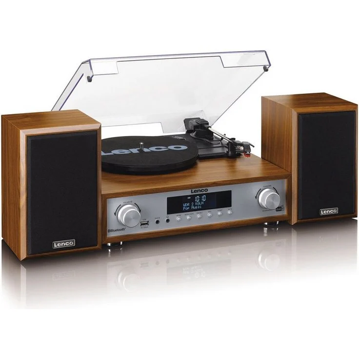 Lenco MC-160WD Hifi-Set DAB+, FM-Radio, Plattenspieler und Bluetooth Radioplattenspieler (Bluetooth) in holzfarben – Bild 1