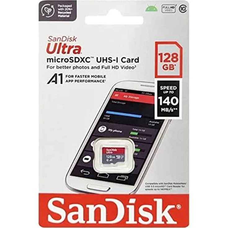Sandisk Ultra microSDXC Speicherkarte (128 GB, Class 10) in grau/rot – Bild 5